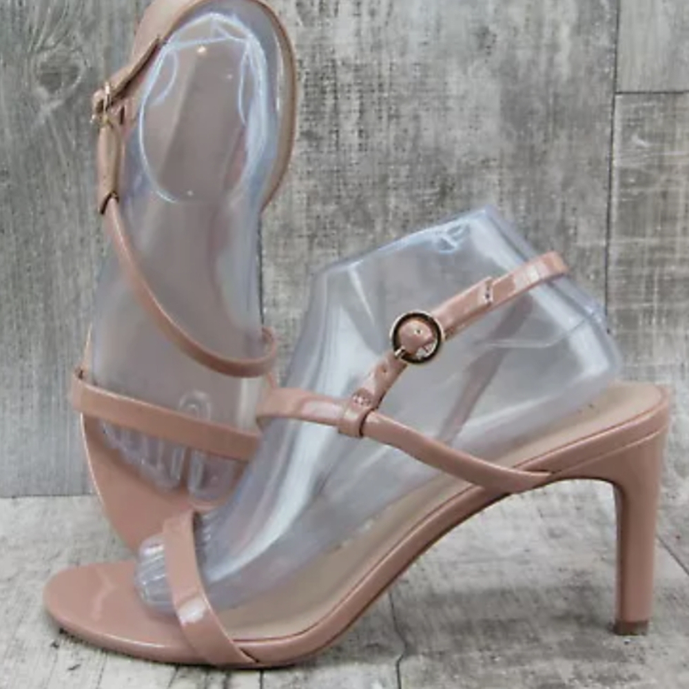 NWT Enzo Angiolini - Sandria Patent Elegant Nude Strappy Heels NEW